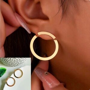 2/$30🌵 Gold Split Circle Earrings Minimalist Simple Boho Jewelry Stud Gift NEW